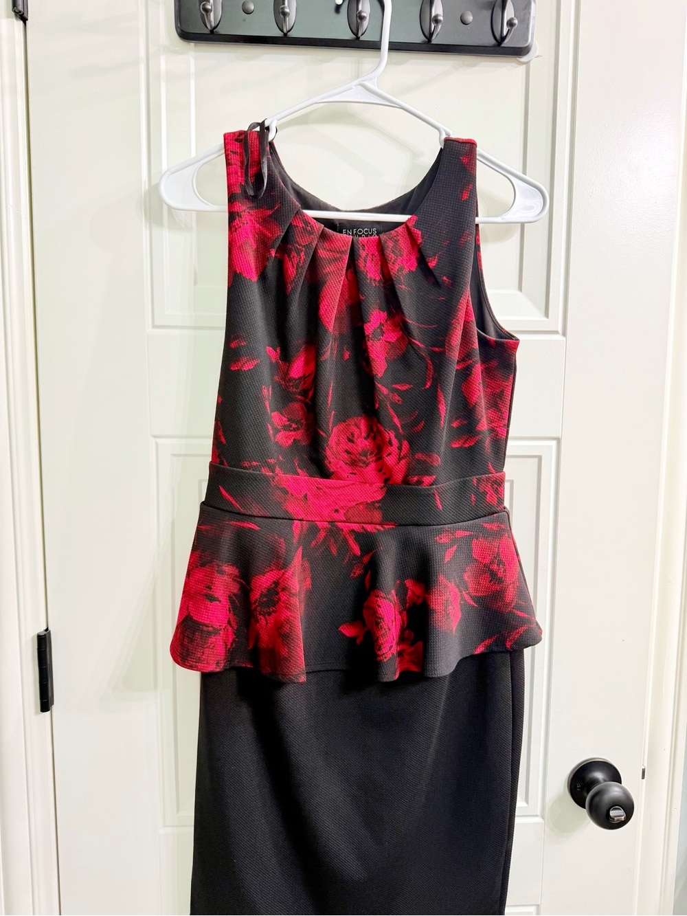 Red Floral Peplum Sheath Dress